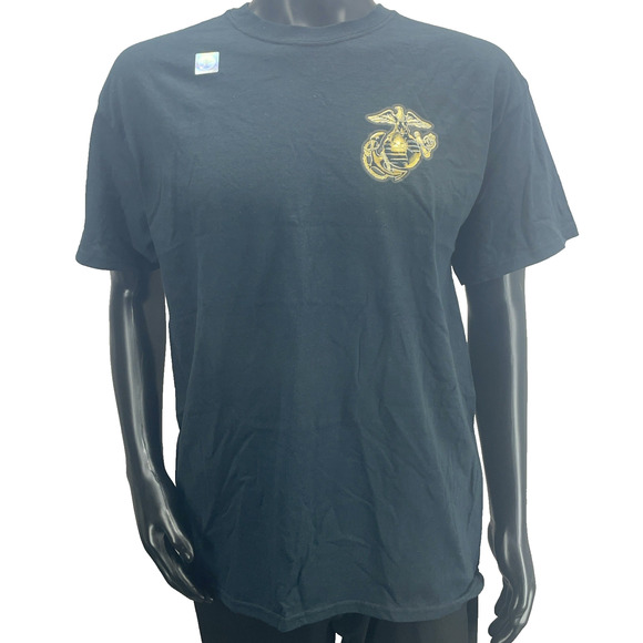 NEW US Marine Corps Black Cotton T Shirt Ronald Reagan Quote Men's Large Gildan - Picture 1 of 8